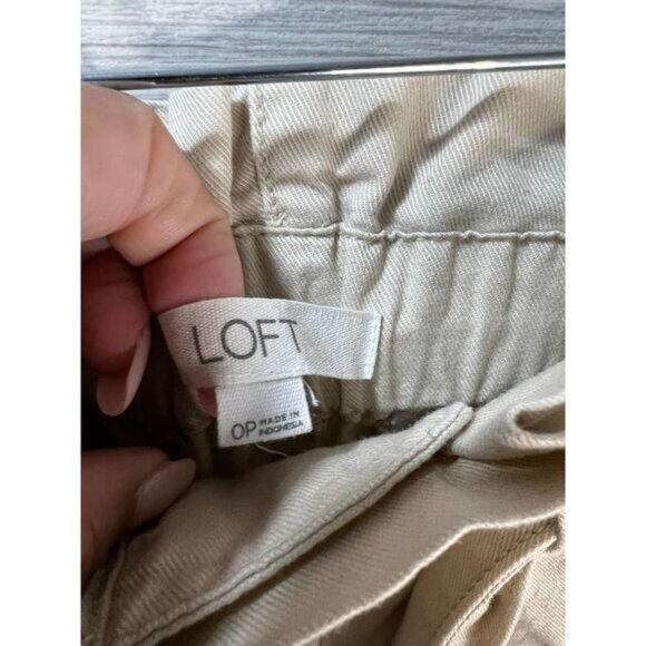Loft Womens High-Waisted Khaki Tie-Waist Tapered Pants Cotton Blend Size 0P - Picture 5 of 5